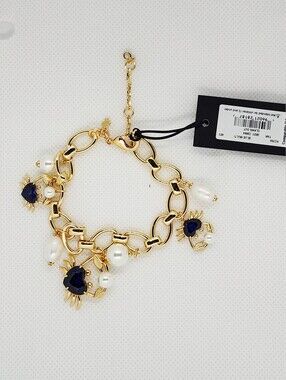 Kate Spade Crab Gold Bracelet with Blue and White Accents